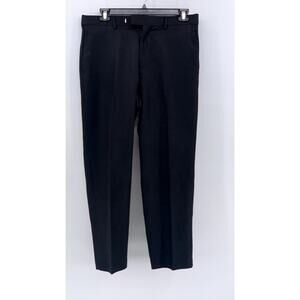 SAVANE Men's Black Solid Straight Flat Front Pants SZ 34X30